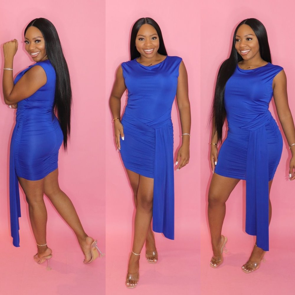 She's Feminine Blue Party Dress - BOUTIQUE
